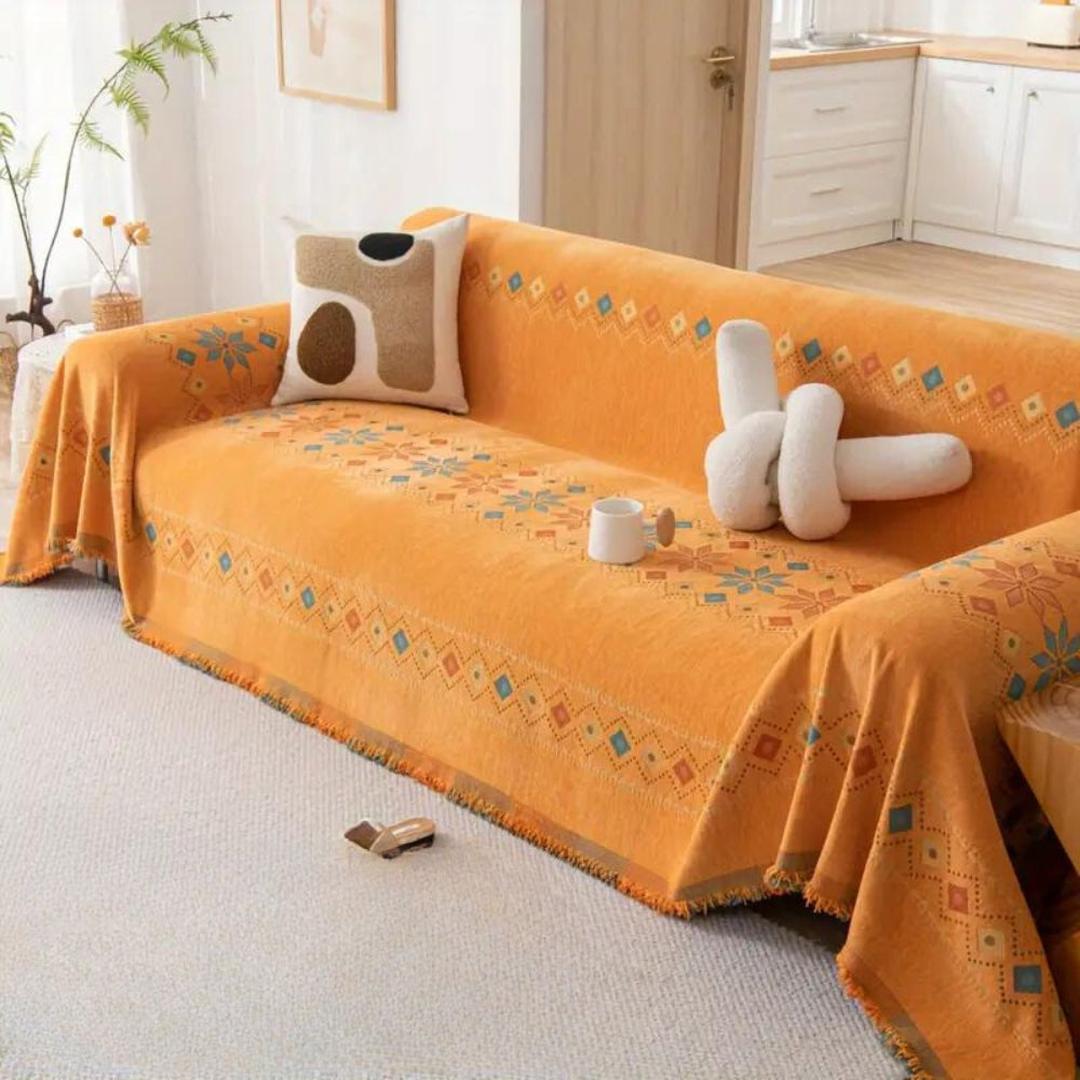 Szykowny Pokrowiec Na Sofę Boho | Z Detalami Frędzli