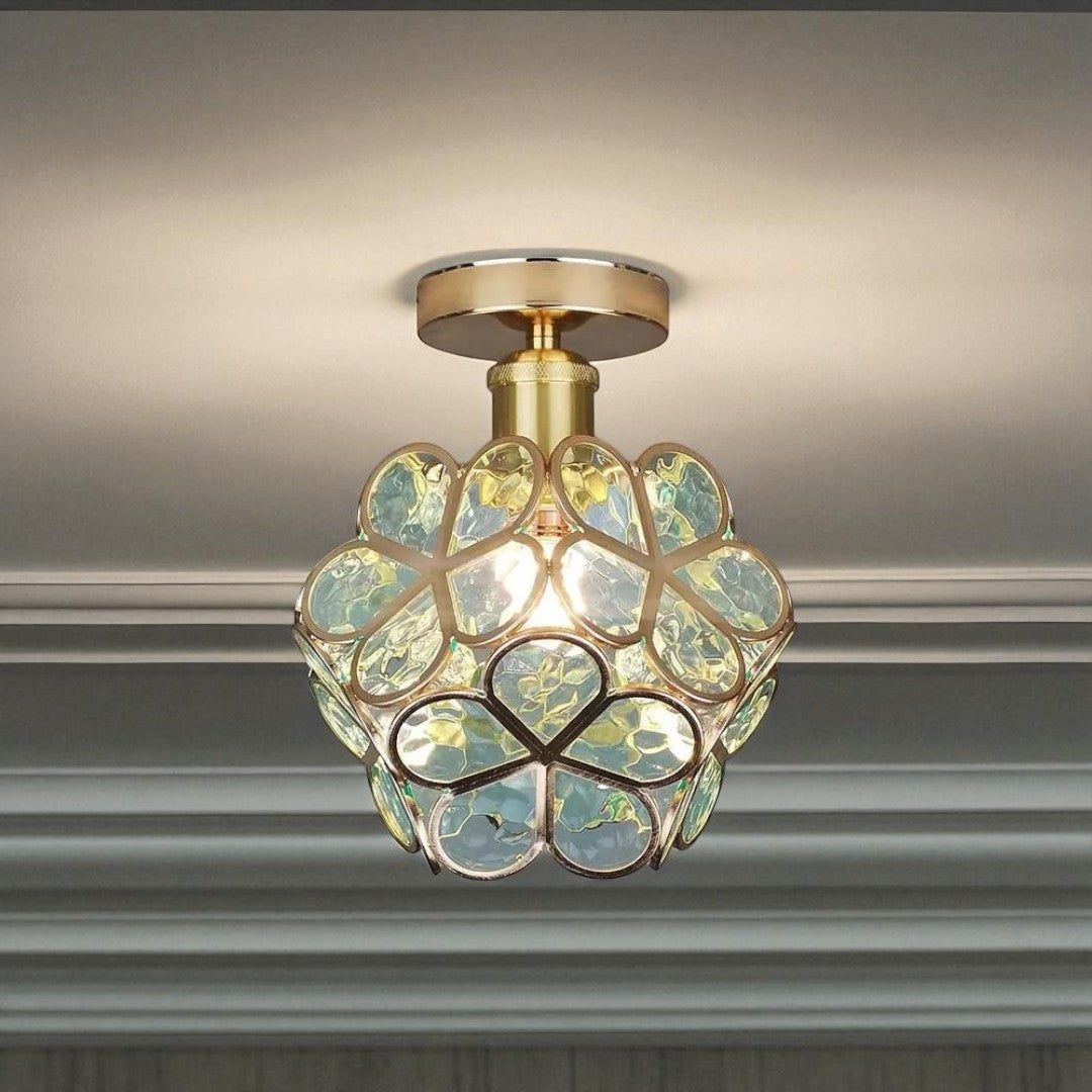 Dekoracyjna Kwiatowa Szklana Lampa Sufitowa | Korytarz