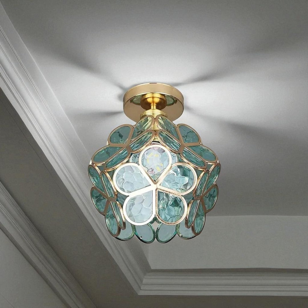Dekoracyjna Kwiatowa Szklana Lampa Sufitowa | Korytarz
