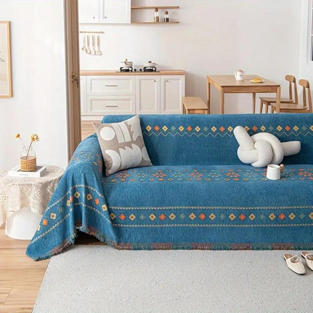 Szykowny Pokrowiec Na Sofę Boho | Z Detalami Frędzli