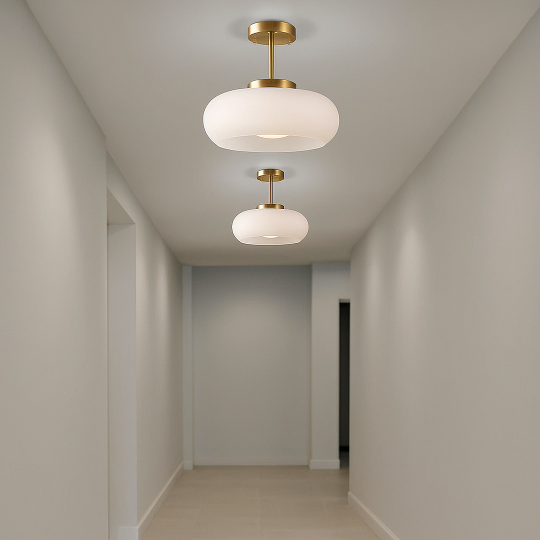 Szklana Okrągła Lampa Wisząca W Stylu Retro | Vintage
