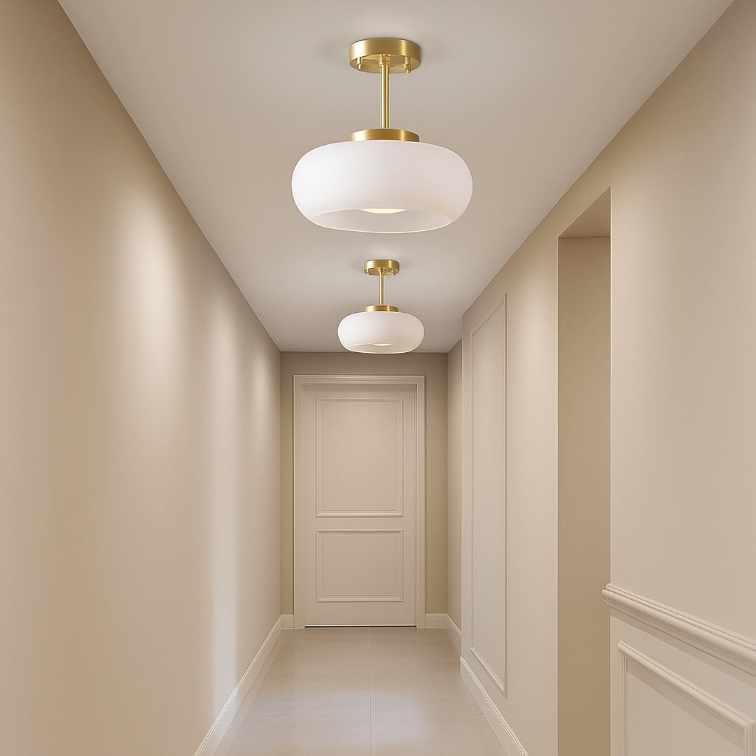 Szklana Okrągła Lampa Wisząca W Stylu Retro | Vintage