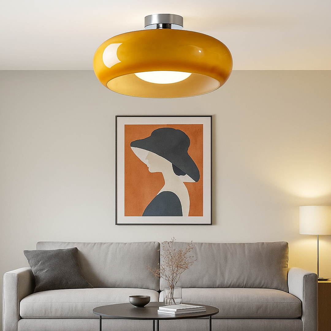 Szklana Okrągła Lampa Wisząca W Stylu Retro | Vintage