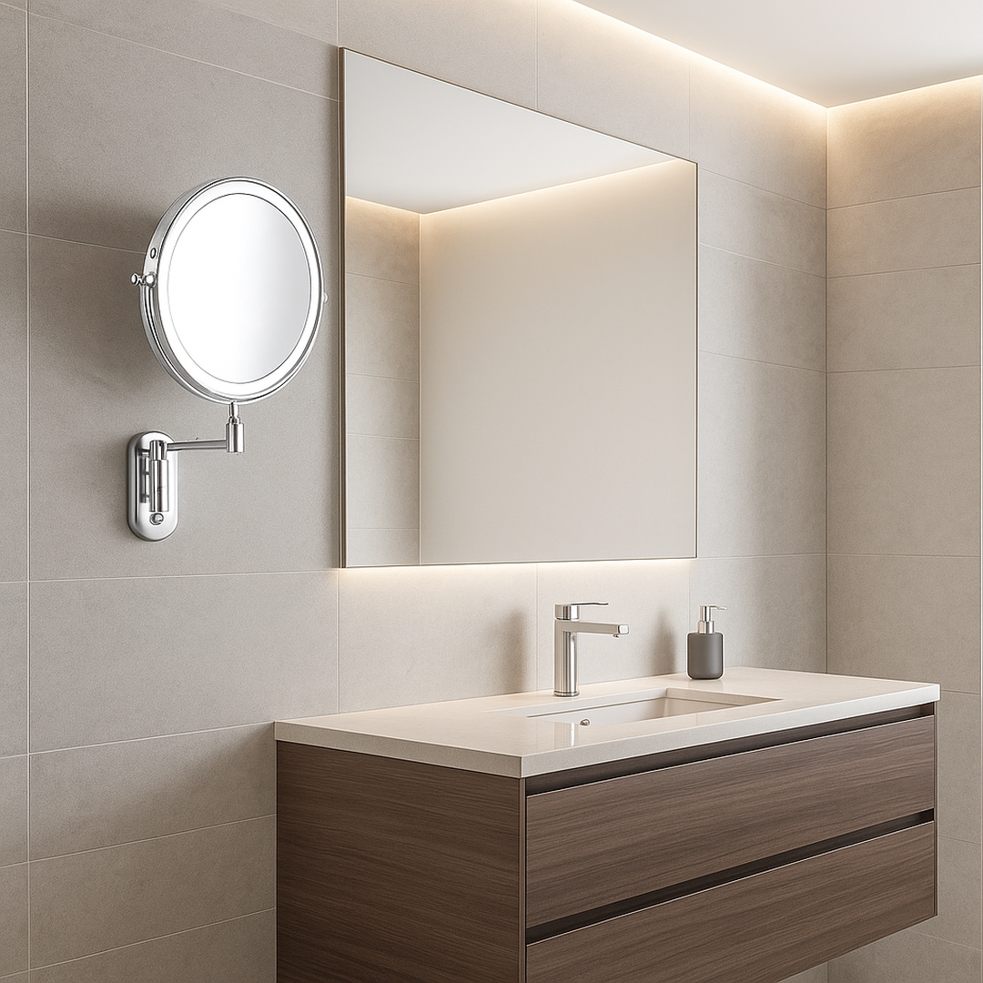 Lampa LED Do Makijażu Z Akumulatorem | Chromowany Srebrny