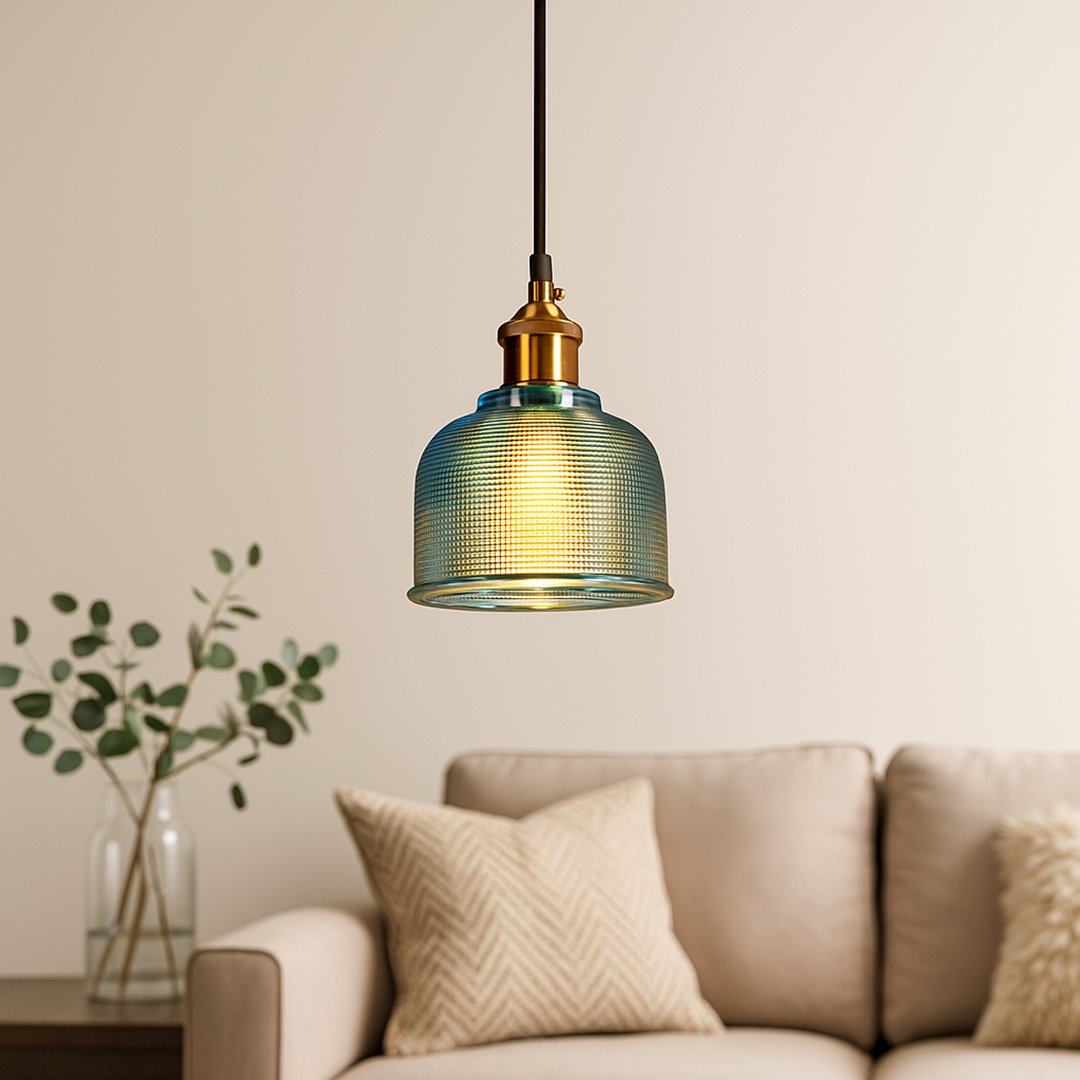 Retro Szklana Lampa Wisząca | Kolorowa