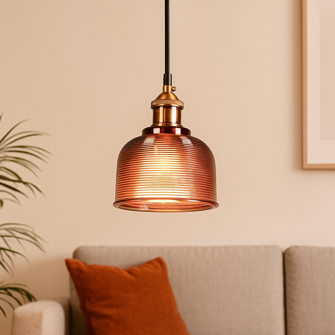 Retro Szklana Lampa Wisząca | Kolorowa