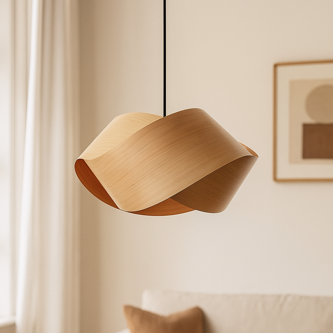Drewniana Lampa Wisząca Spiralna | Nowoczesna