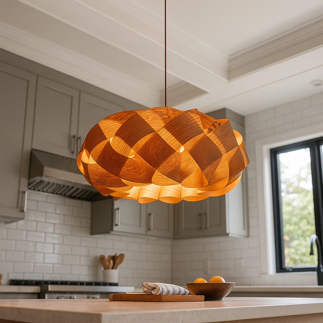 Drewniana Lampa Wisząca Spiralna | Nowoczesna