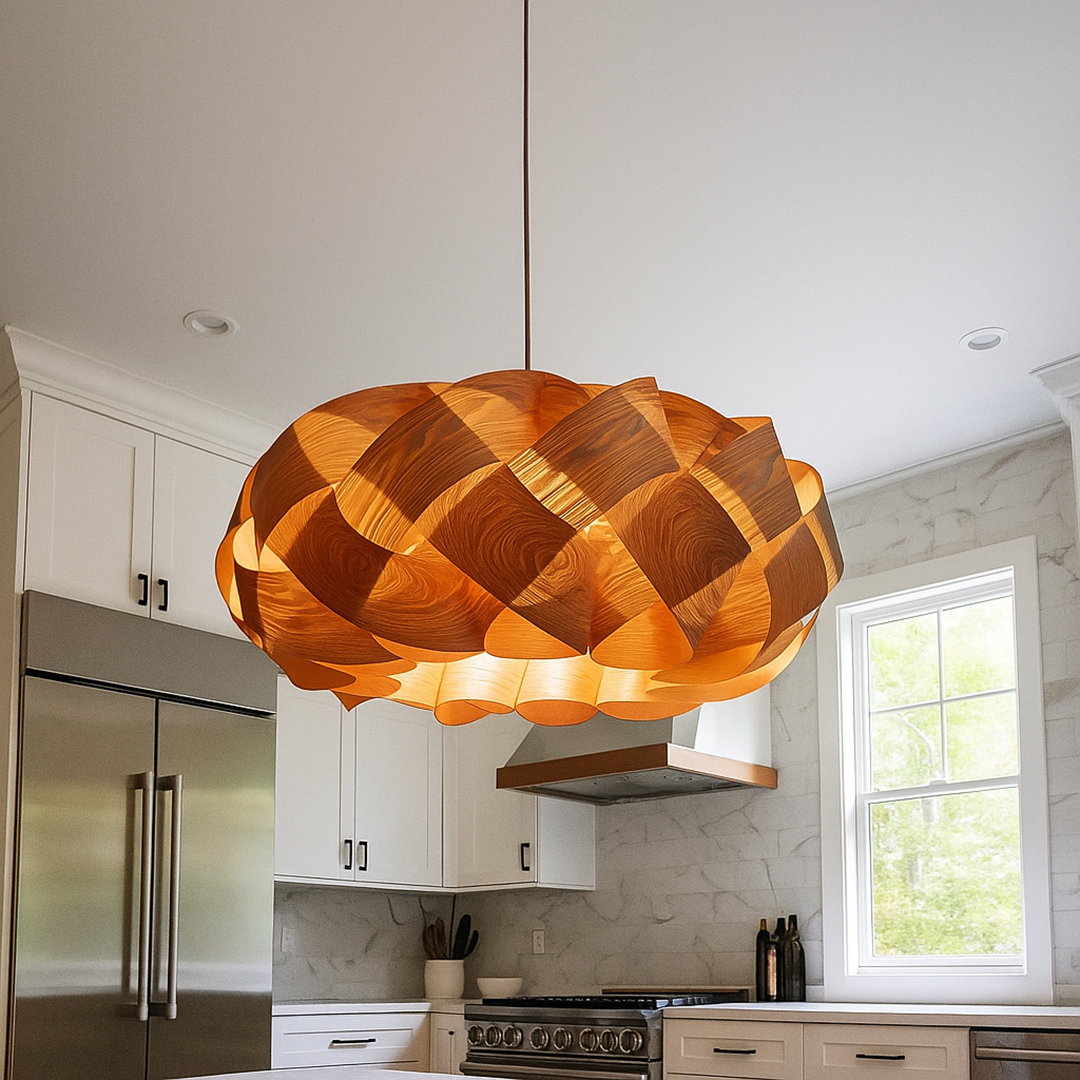 Drewniana Lampa Wisząca Spiralna | Nowoczesna
