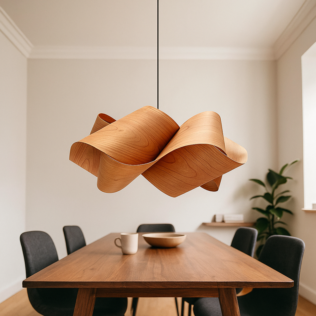 Drewniana Lampa Wisząca Spiralna | Nowoczesna