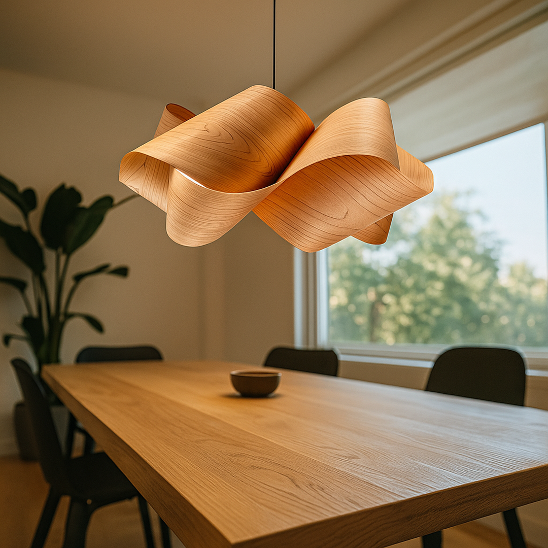 Drewniana Lampa Wisząca Spiralna | Nowoczesna