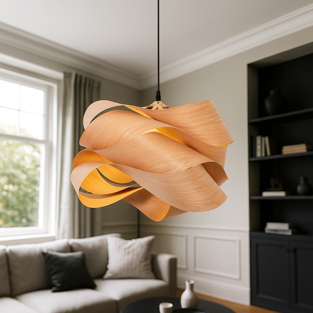 Drewniana Lampa Wisząca Spiralna | Nowoczesna