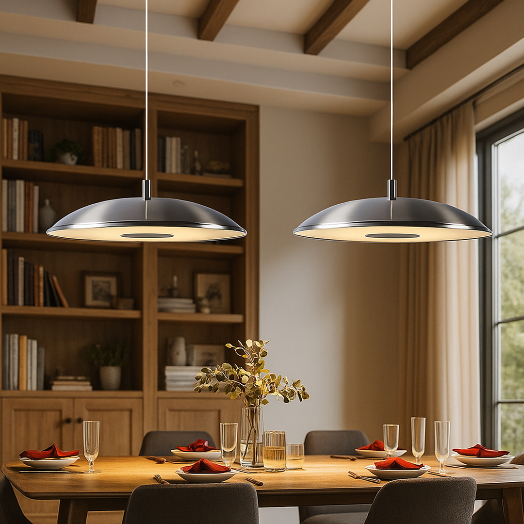 Niklowana Lampa Wisząca LED | Nowoczesna