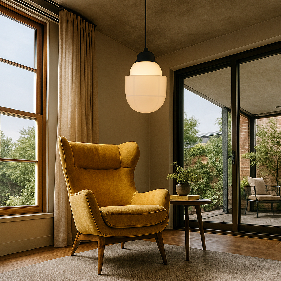Lampa wisząca z matowego szkła | Geometryczna lampa sufitowa