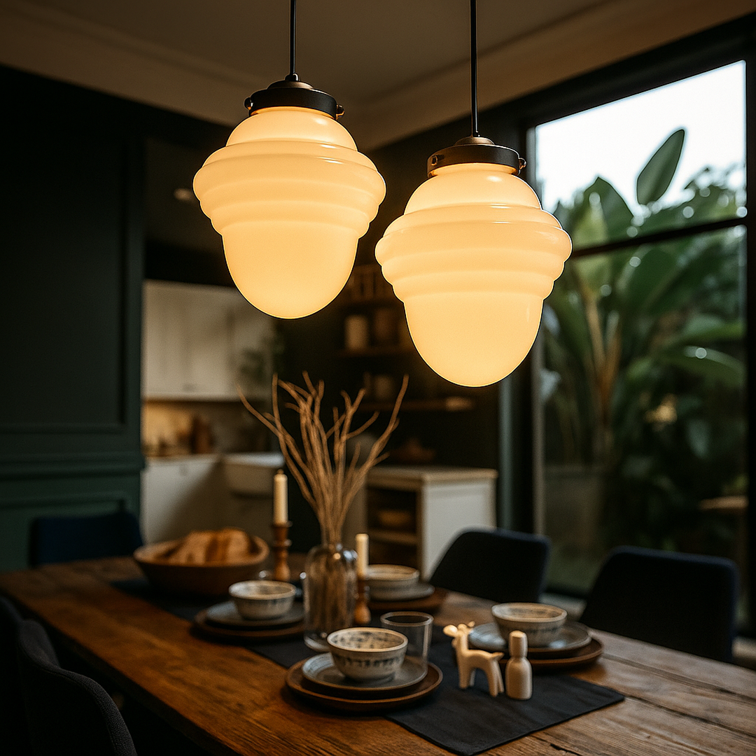 Lampa wisząca z matowego szkła | Geometryczna lampa sufitowa