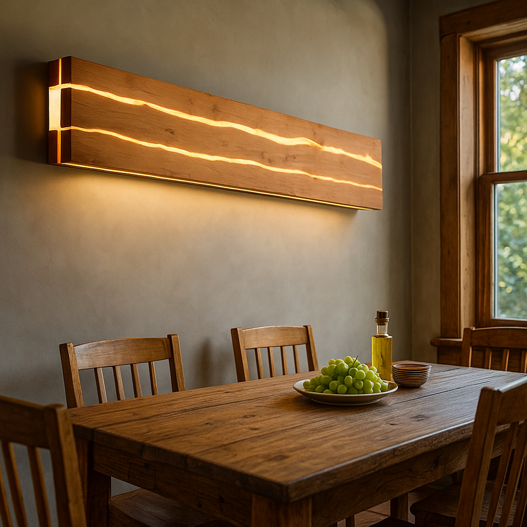 Nowoczesna drewniana lampa ścienna | Unikalny wzór pęknięcia