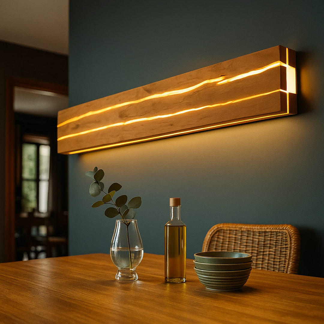 Nowoczesna drewniana lampa ścienna | Unikalny wzór pęknięcia