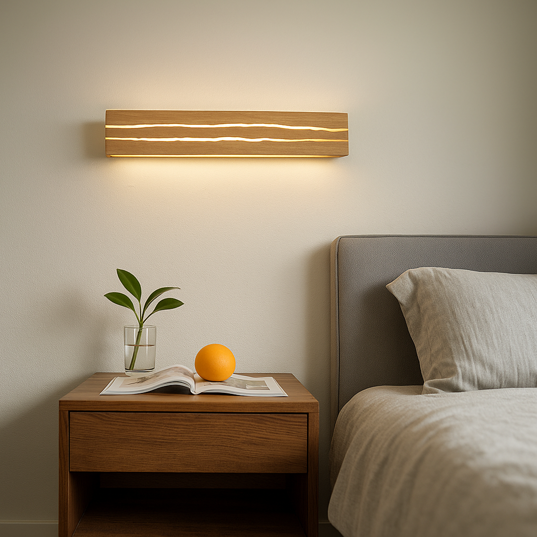 Nowoczesna drewniana lampa ścienna | Unikalny wzór pęknięcia
