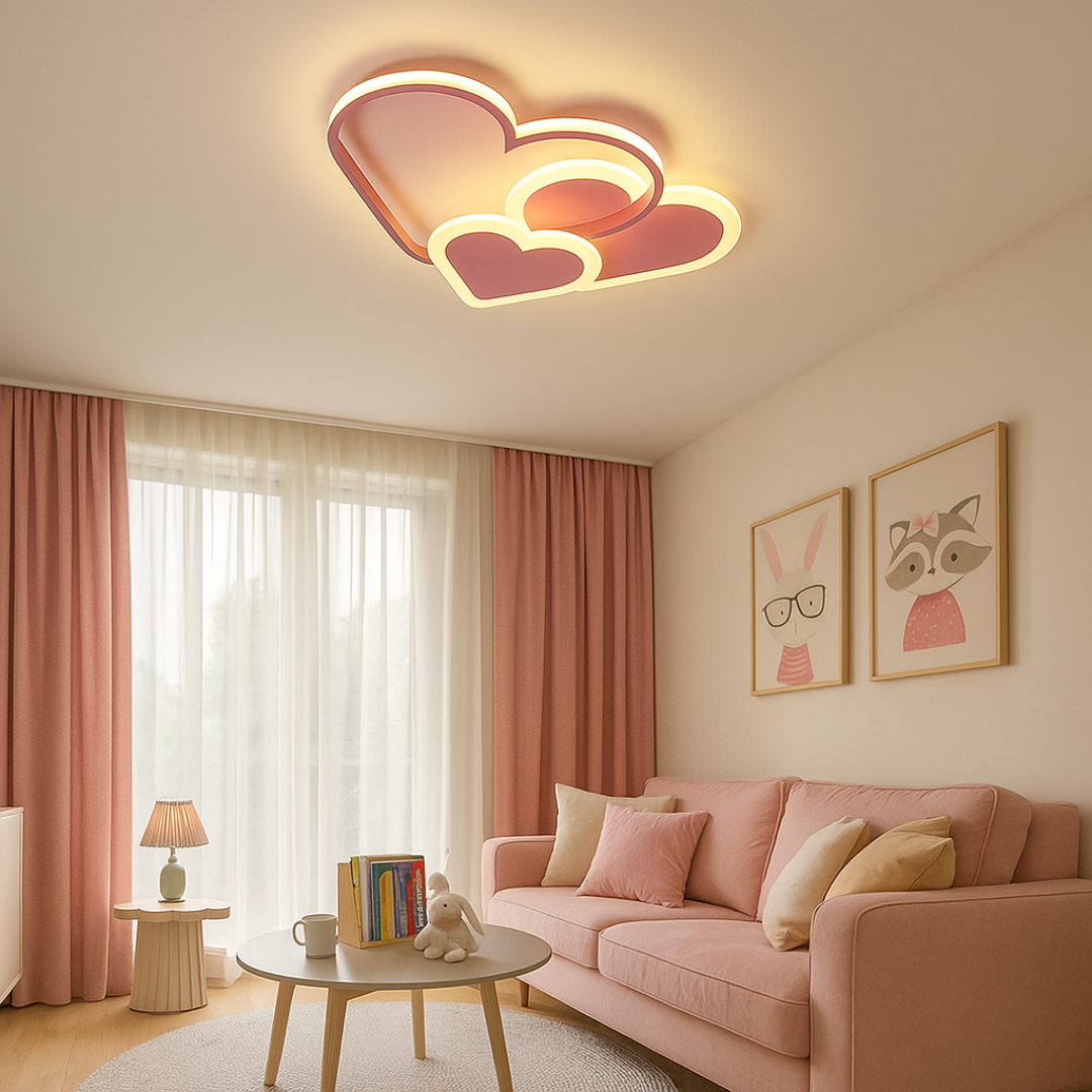 Lampa sufitowa do pokoju dziecięcego | Radosny wzór serca
