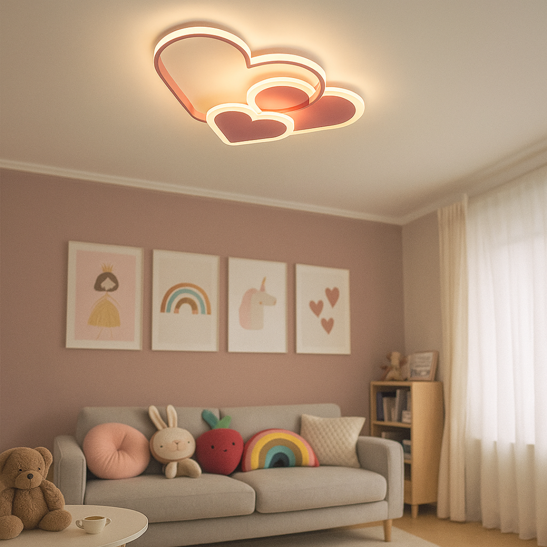 Lampa sufitowa do pokoju dziecięcego | Radosny wzór serca