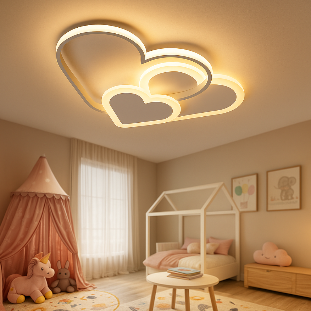 Lampa sufitowa do pokoju dziecięcego | Radosny wzór serca