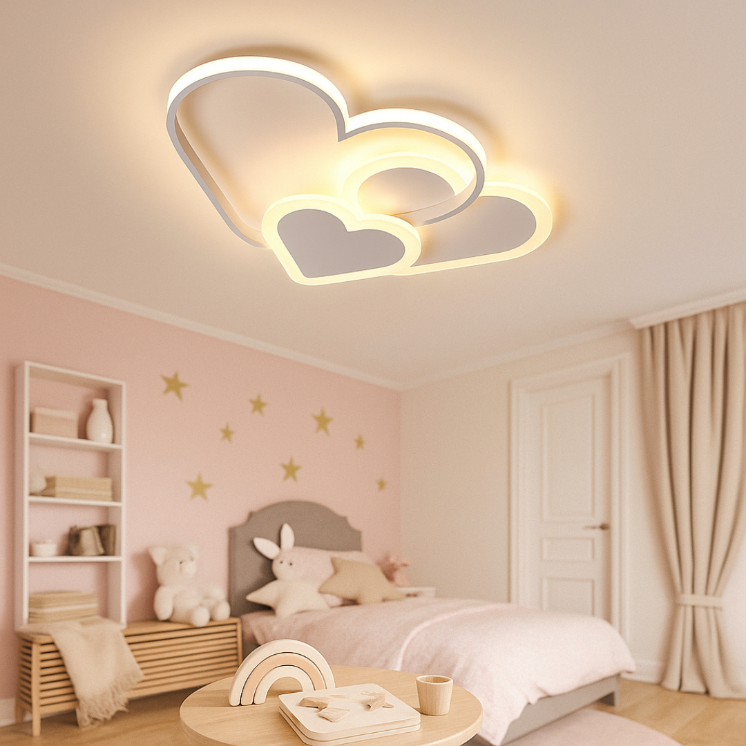 Lampa sufitowa do pokoju dziecięcego | Radosny wzór serca