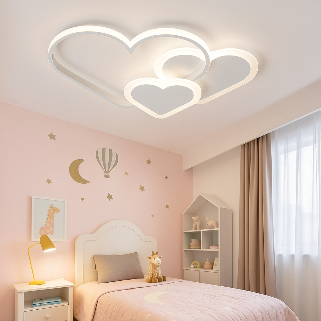 Lampa sufitowa do pokoju dziecięcego | Radosny wzór serca