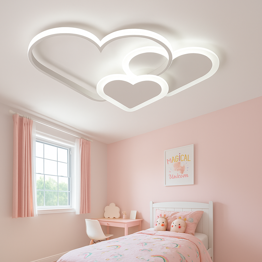 Lampa sufitowa do pokoju dziecięcego | Radosny wzór serca