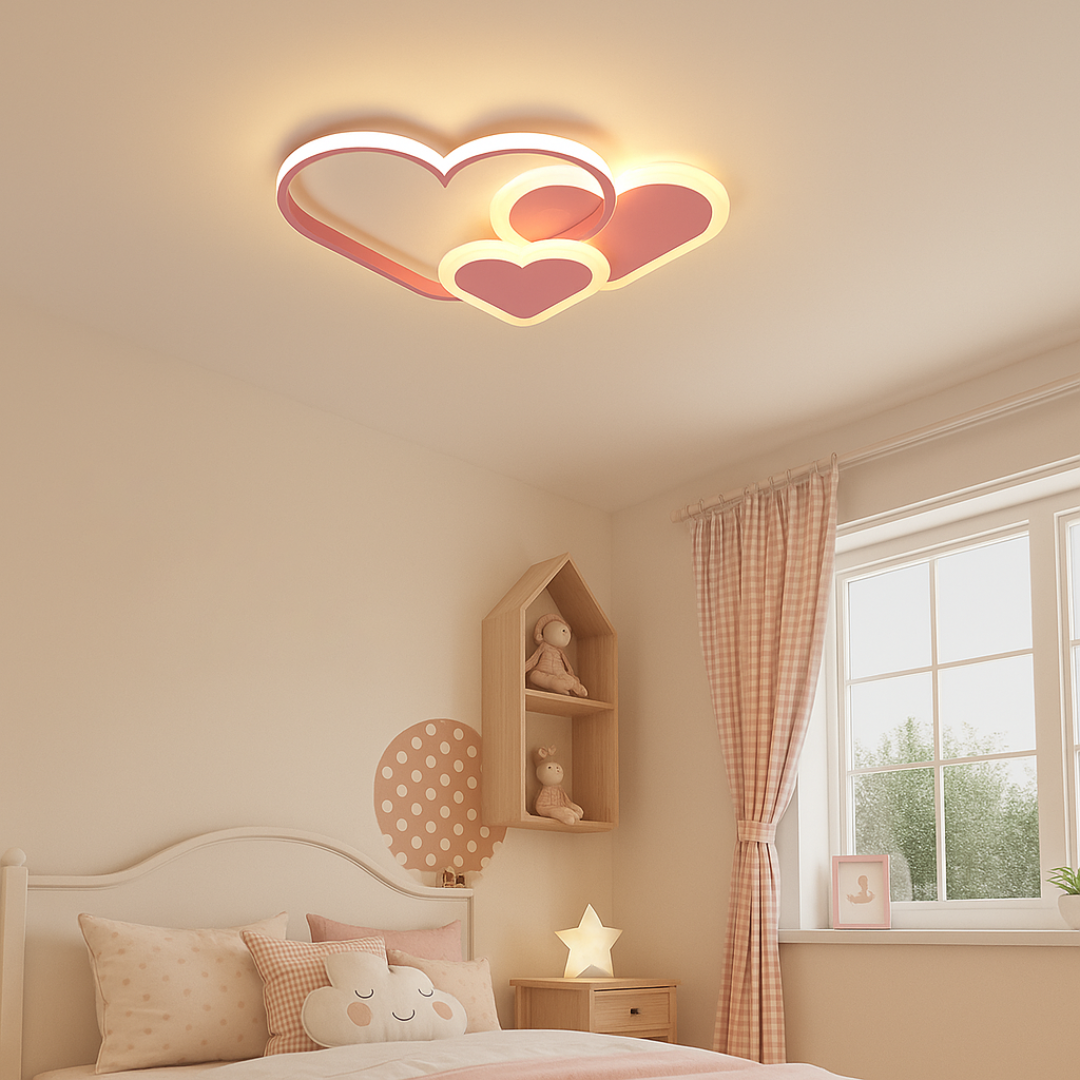 Lampa sufitowa do pokoju dziecięcego | Radosny wzór serca