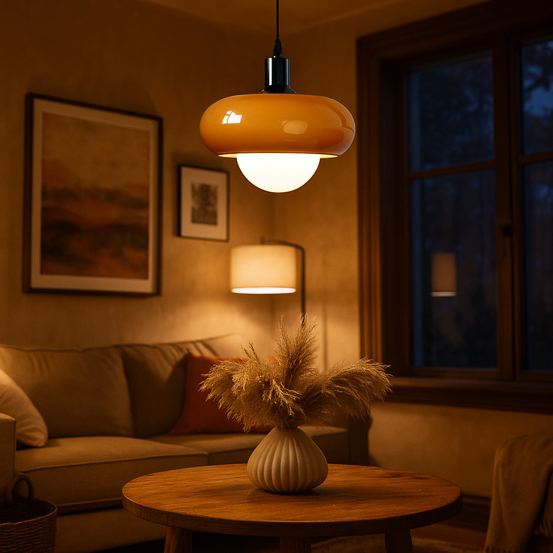 Szklana lampa wisząca Bauhaus | Elegancki kolor kawy