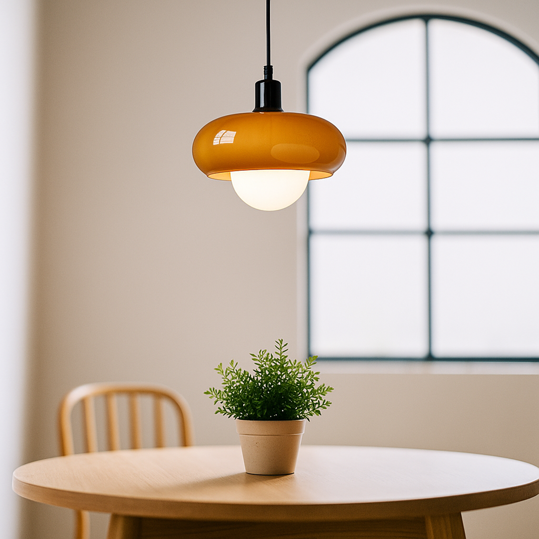Szklana lampa wisząca Bauhaus | Elegancki kolor kawy