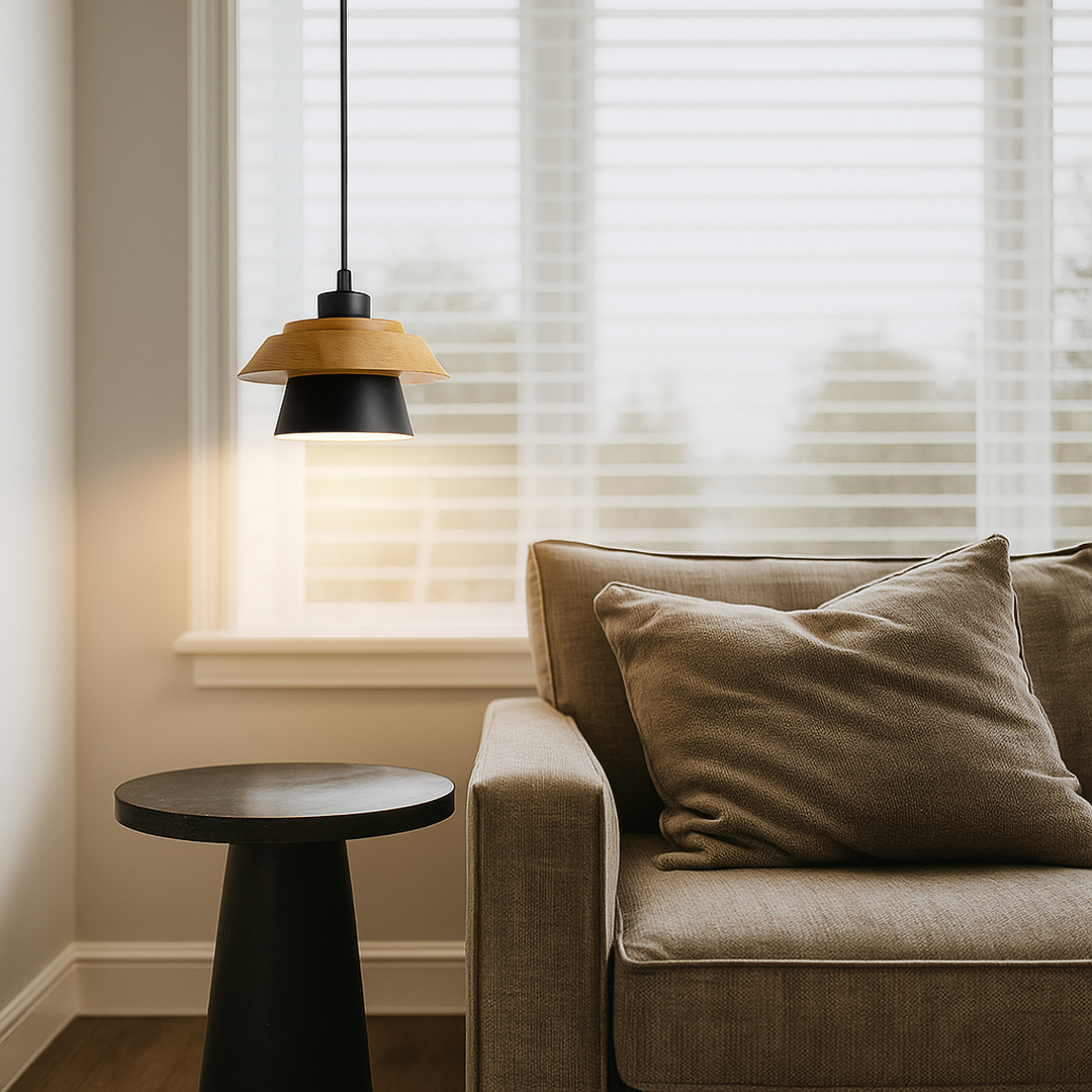 Metalowa Lampa Wisząca | Kamień I Drewno