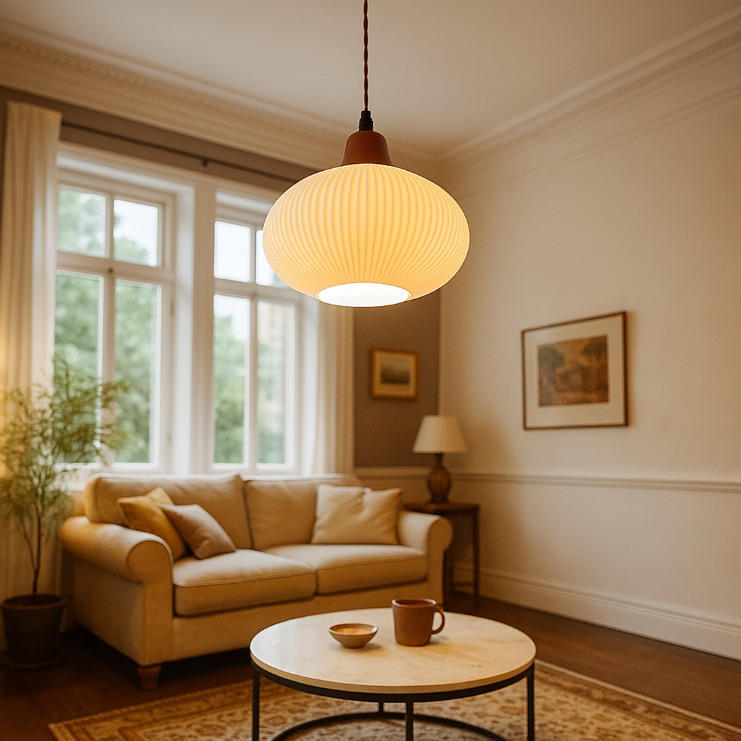 Ceramiczna Lampa Wisząca | Żłobione Detale