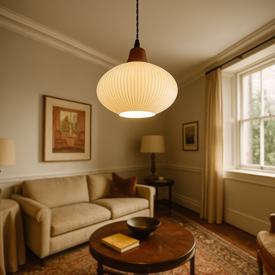 Ceramiczna Lampa Wisząca | Żłobione Detale