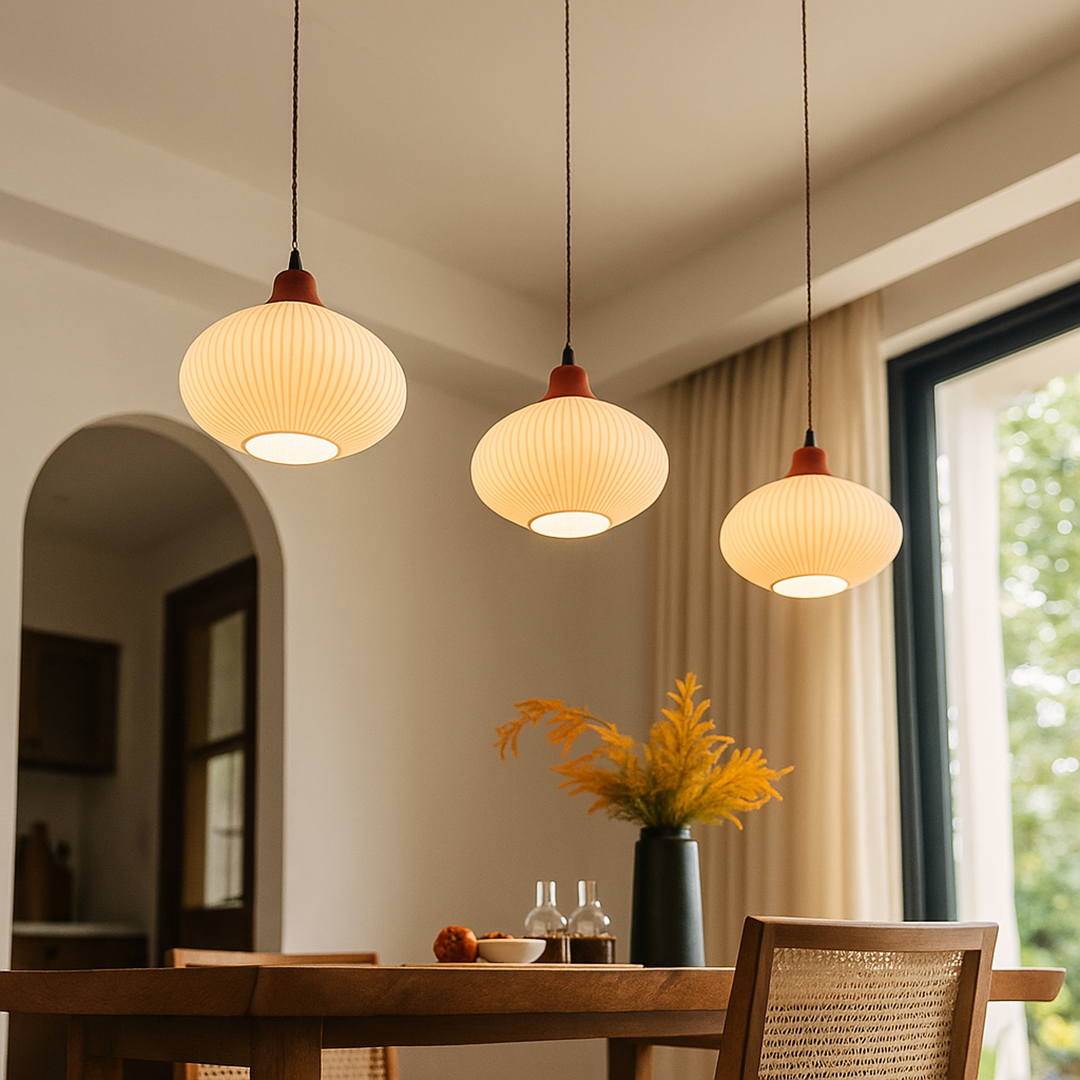 Ceramiczna Lampa Wisząca | Żłobione Detale