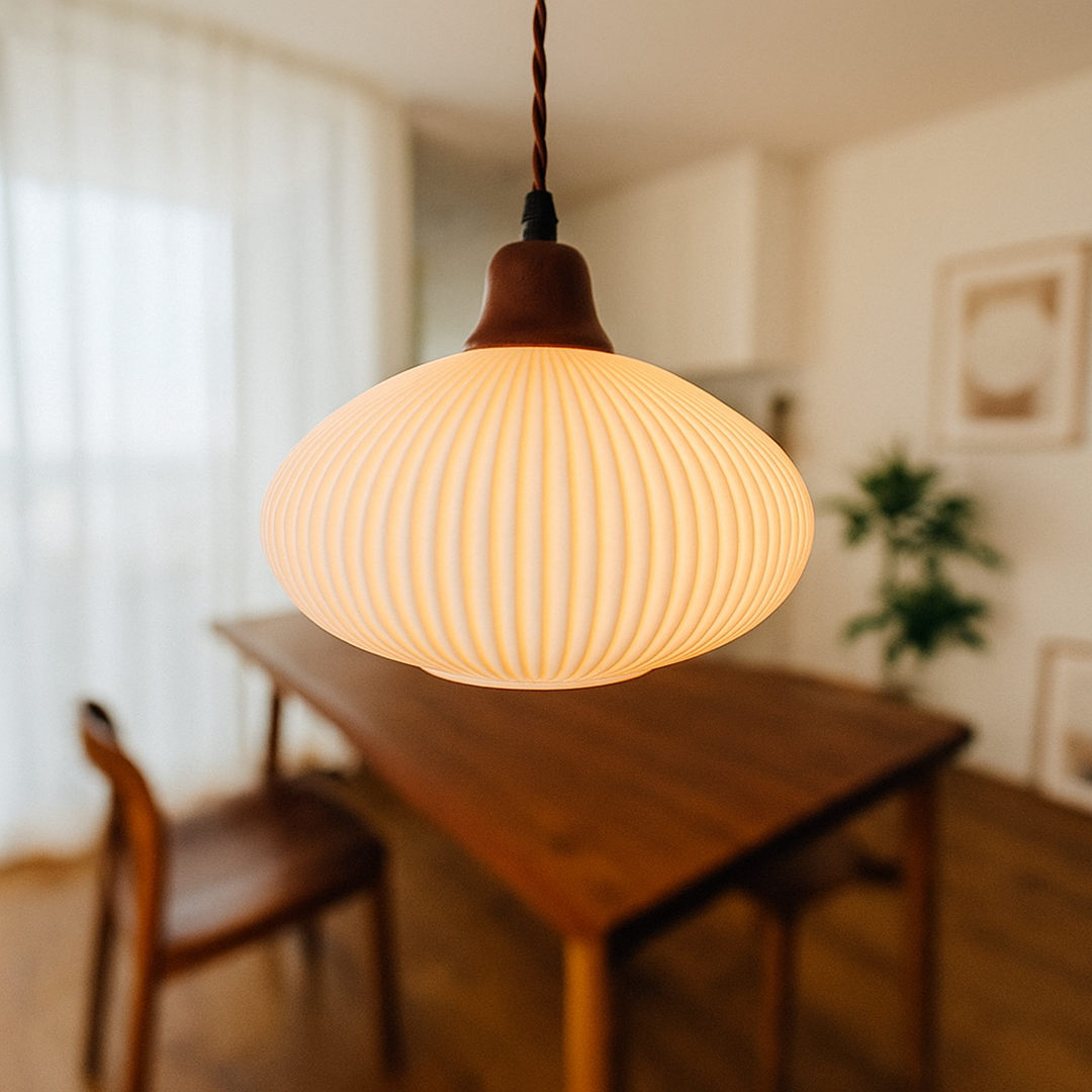 Ceramiczna Lampa Wisząca | Żłobione Detale