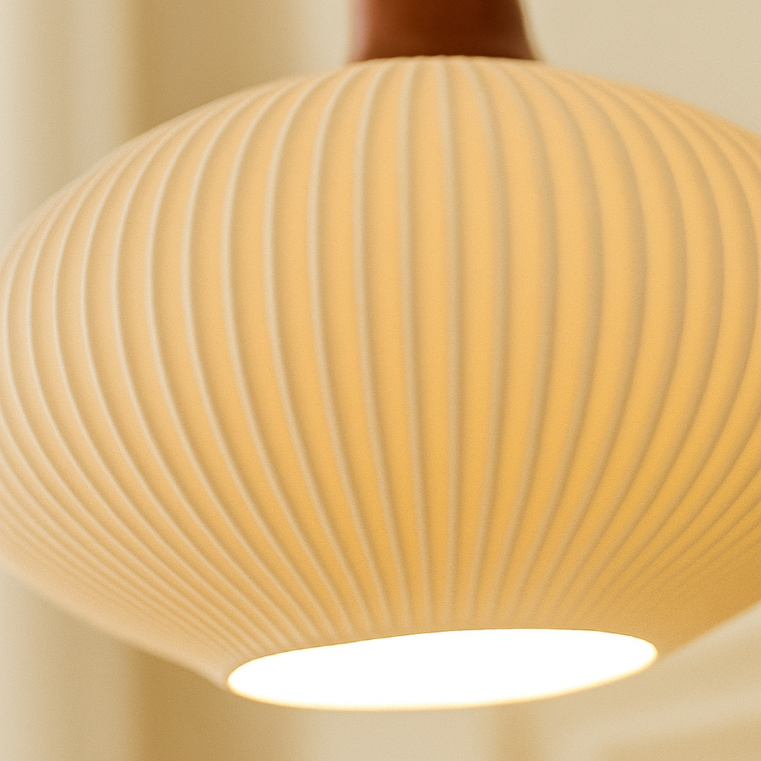Ceramiczna Lampa Wisząca | Żłobione Detale