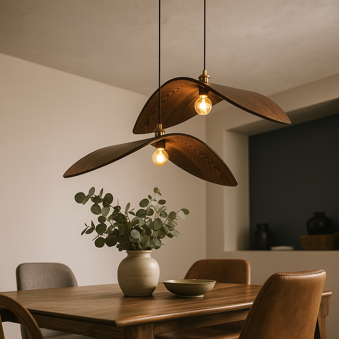 Vintage Drewniana Lampa Wisząca | Retro Styl