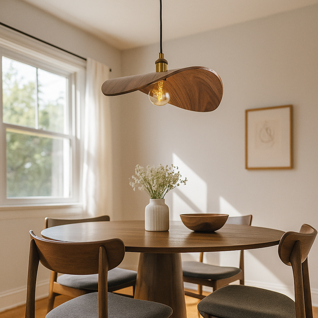 Vintage Drewniana Lampa Wisząca | Retro Styl