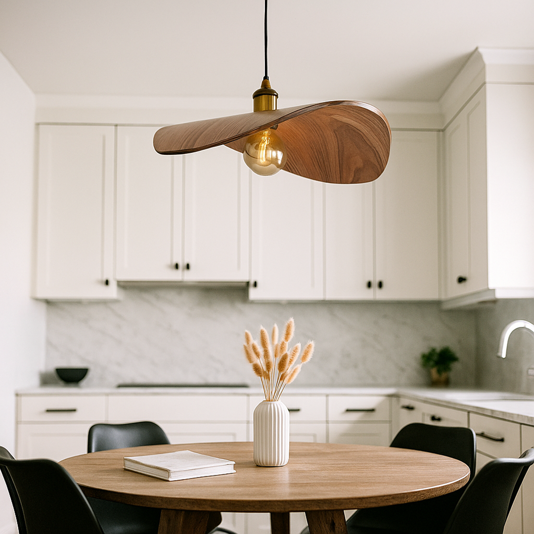 Vintage Drewniana Lampa Wisząca | Retro Styl