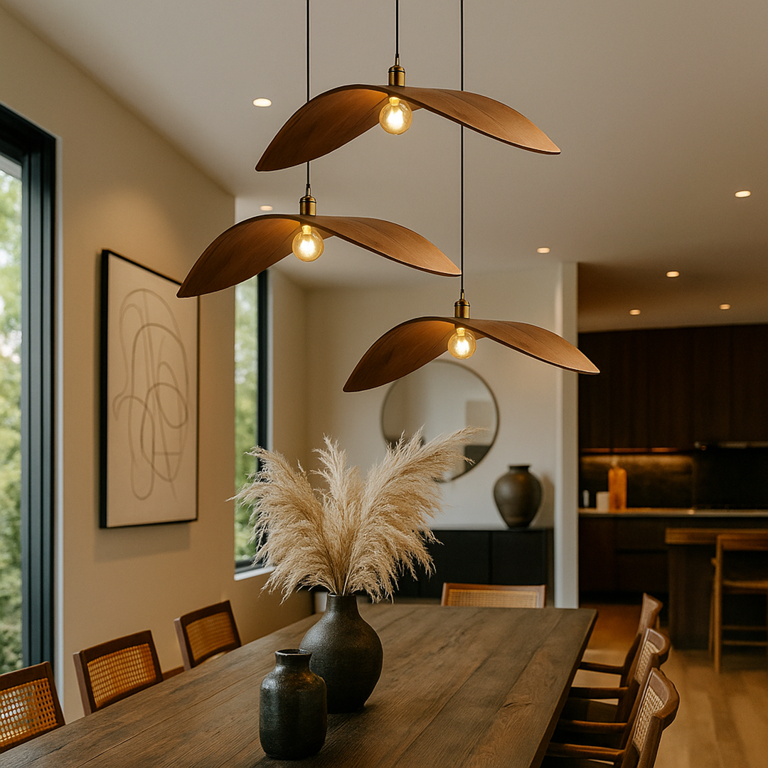 Vintage Drewniana Lampa Wisząca | Retro Styl