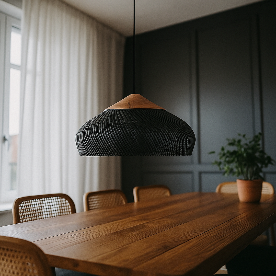 Rattanowa Lampa Wisząca | Estetyka Japandi