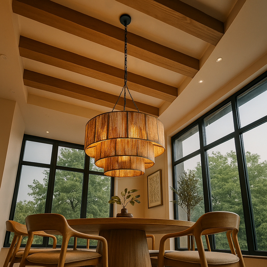 Boho-Inspirowana Pleciona Lampa Wisząca | Rattan