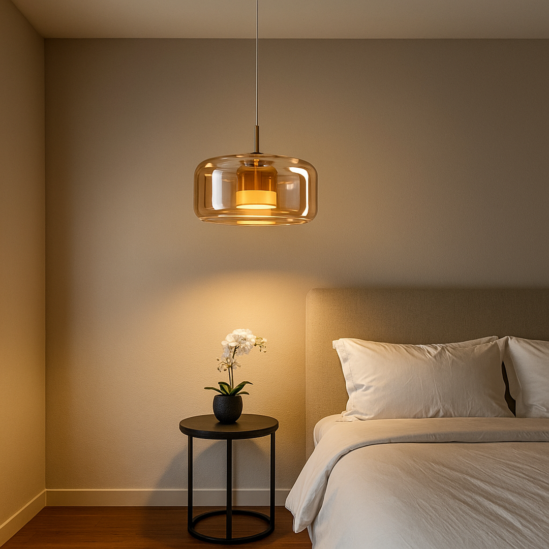 Kamienna Lampa Wisząca | Eleganckie Metalowe Wykończenie