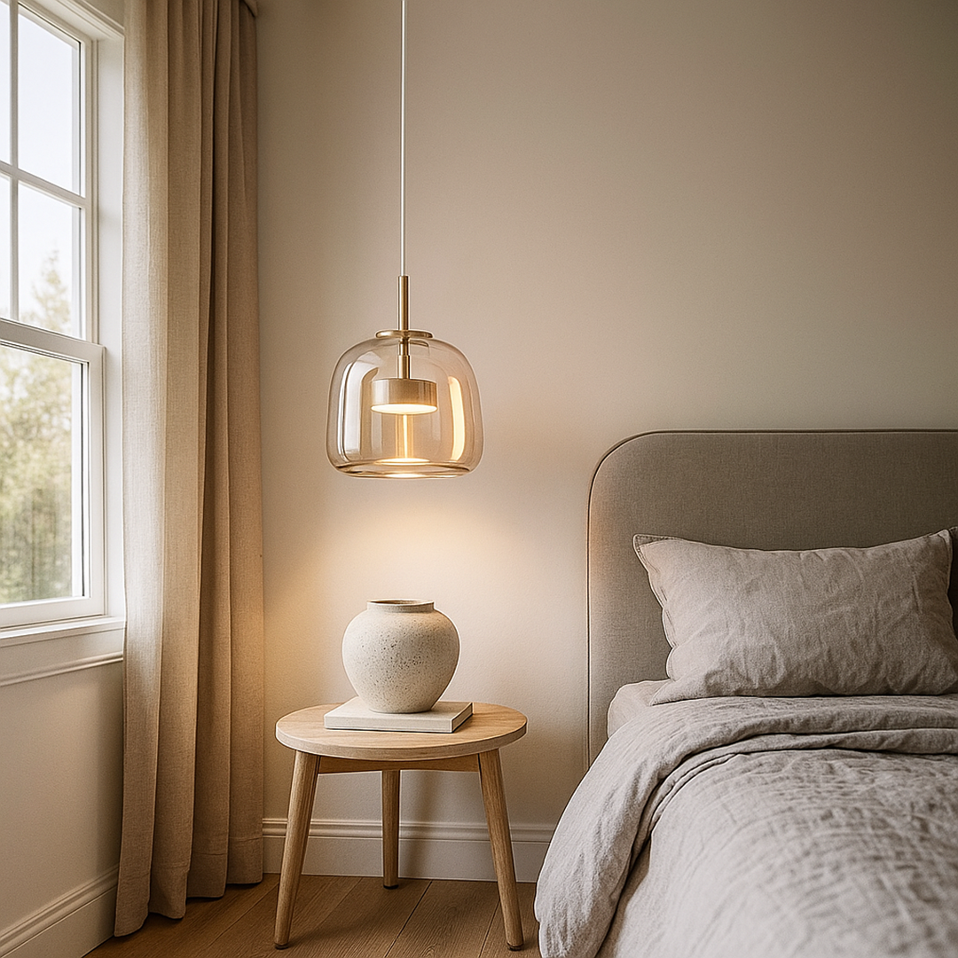 Kamienna Lampa Wisząca | Eleganckie Metalowe Wykończenie