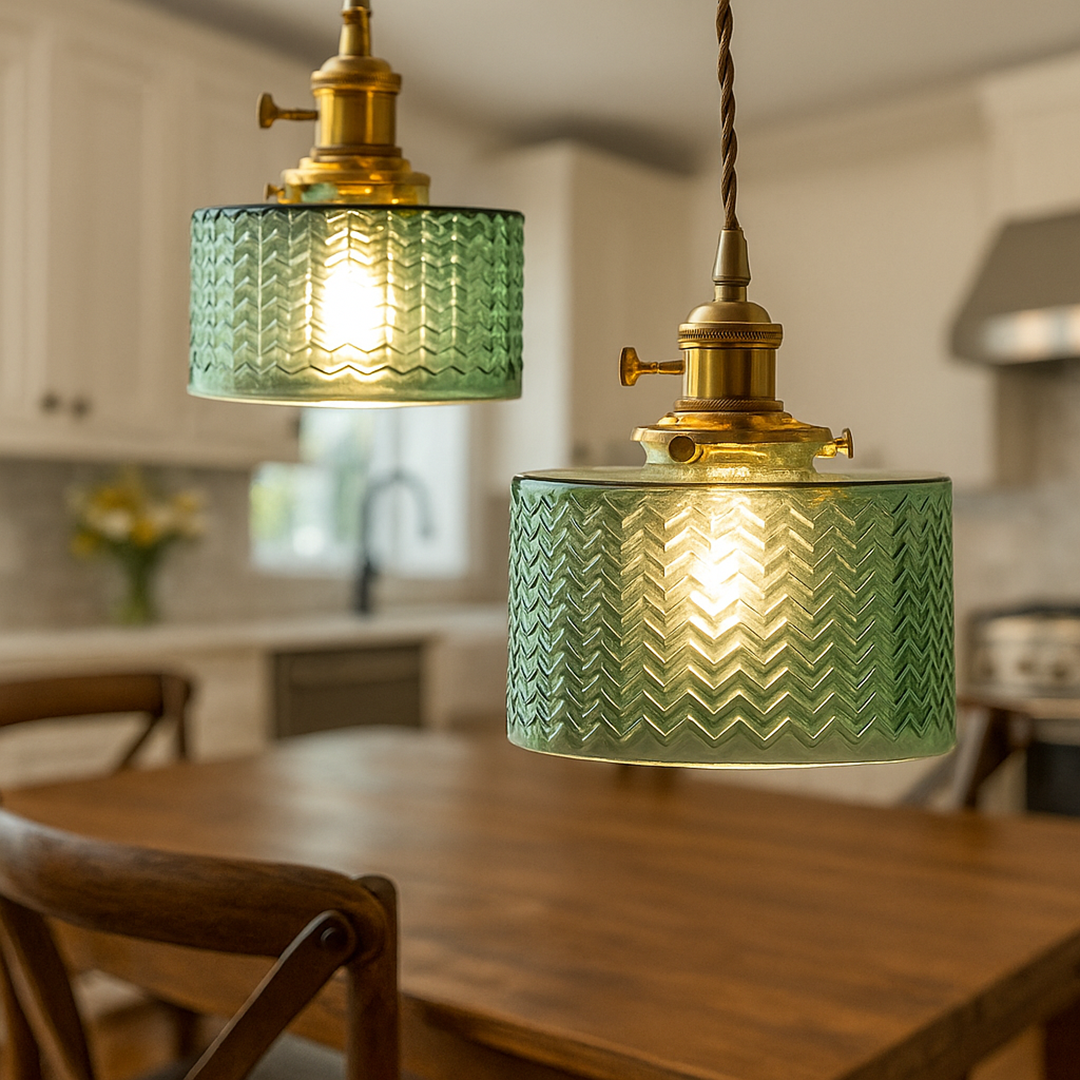 Lampa Sufitowa Z Teksturowanymi Szklanymi Kloszami | Nastrojowe Światło