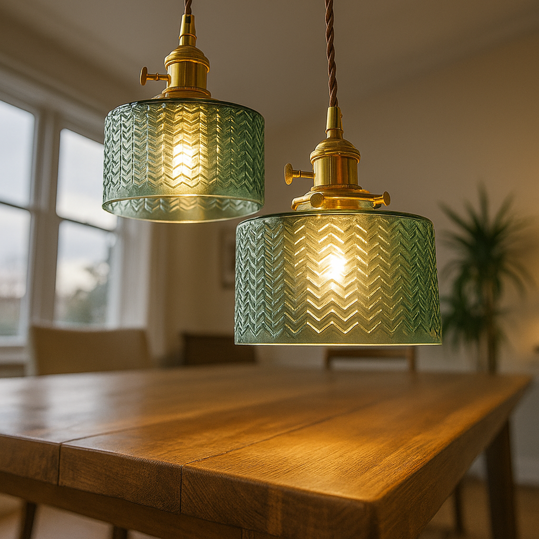 Lampa Sufitowa Z Teksturowanymi Szklanymi Kloszami | Nastrojowe Światło