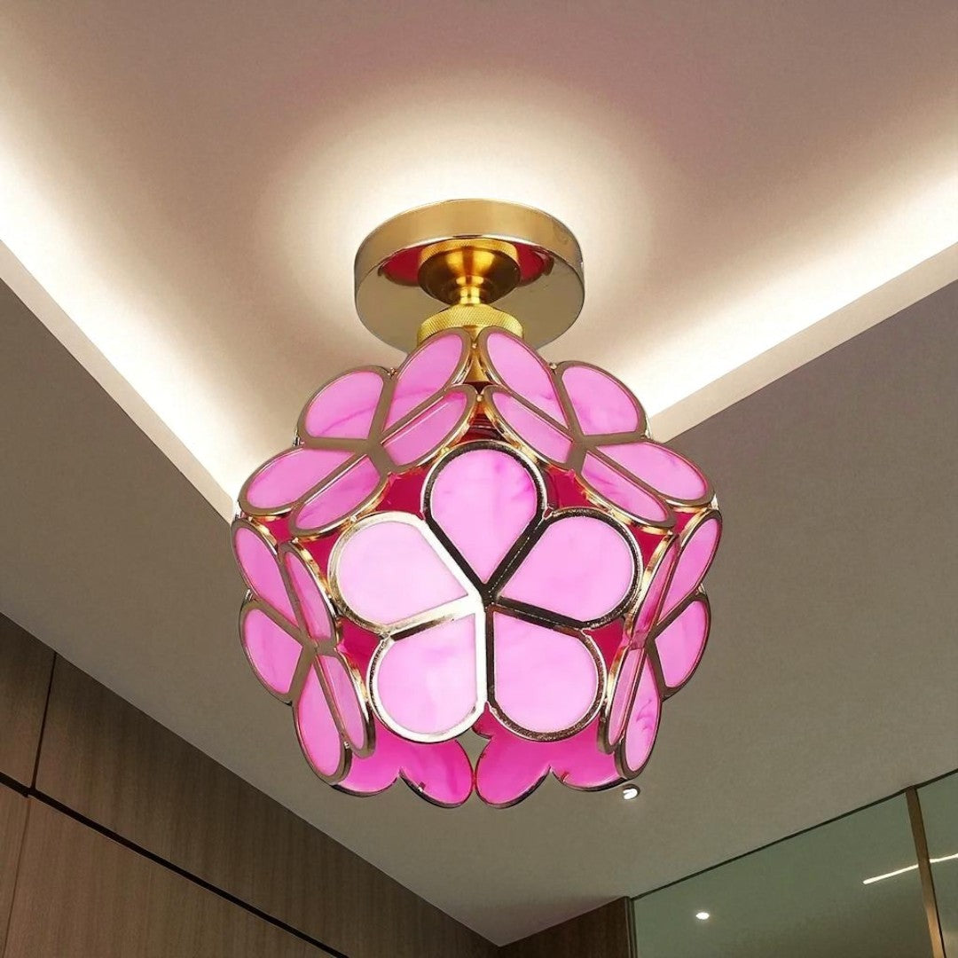 Dekoracyjna Kwiatowa Szklana Lampa Sufitowa | Korytarz