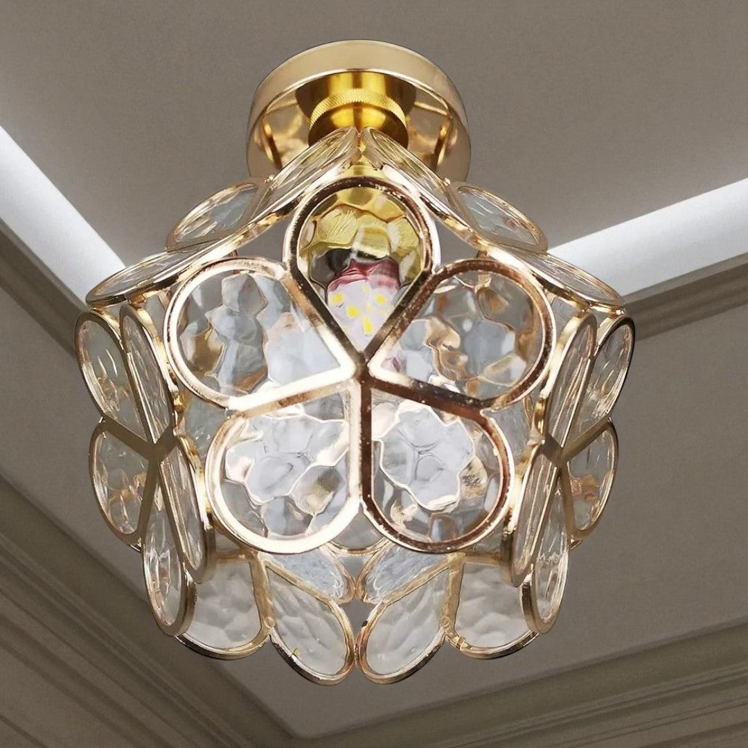 Dekoracyjna Kwiatowa Szklana Lampa Sufitowa | Korytarz
