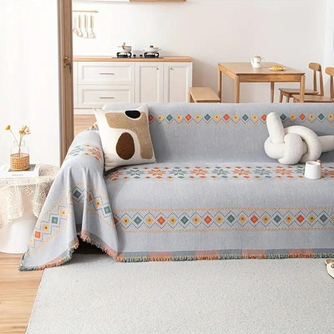 Szykowny Pokrowiec Na Sofę Boho | Z Detalami Frędzli